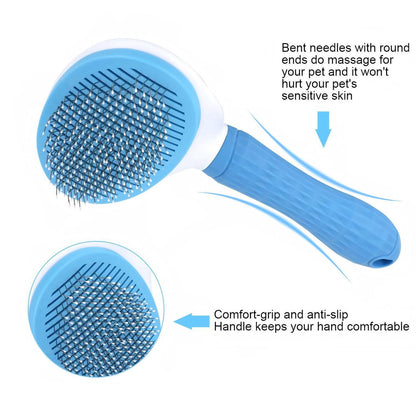 Dog Cat Shedding Brush, Self Cleaning Deshedding Tool for Undercoat, Grooming Rake for Long Short Hair Pets, Skin Friendly Fur Remover