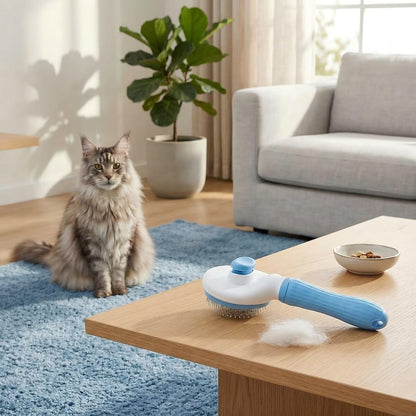 Dog Cat Shedding Brush, Self Cleaning Deshedding Tool for Undercoat, Grooming Rake for Long Short Hair Pets, Skin Friendly Fur Remover