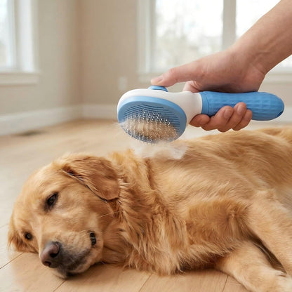 Dog Cat Shedding Brush, Self Cleaning Deshedding Tool for Undercoat, Grooming Rake for Long Short Hair Pets, Skin Friendly Fur Remover
