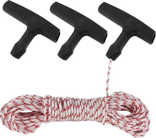 Pull Rope for Small Engine, 3.0mm 10-Meter Lawn Mower Pull Cord with Starter Handles, Recoil Starter Rope Fit for Stihl, Husqvarna, Poulan - Ideal for Chainsaws, Trimmers and Brush Cutters