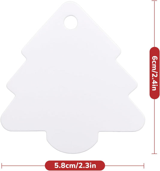 Christmas Gift Tags - 100Pcs White Holiday Tags with String, Christmas Tree Blank Name Labels, Xmas Gift Wrapping Tag for Party Favors, DIY Crafts, Candy Bags