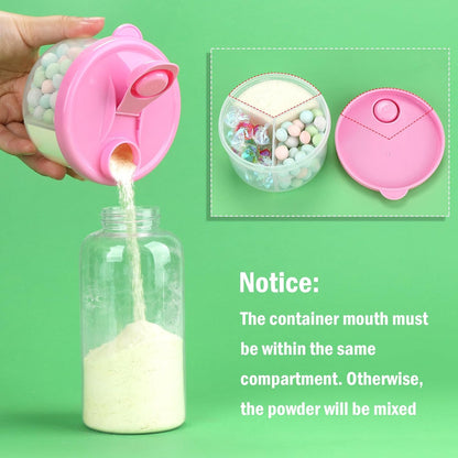 Baby Formula Dispenser On The Go, Non-Spill Rotating Three-Compartment Formula Container to Go, Milk Powder Kids Snack Container for Infant Toddler Travel, Pink