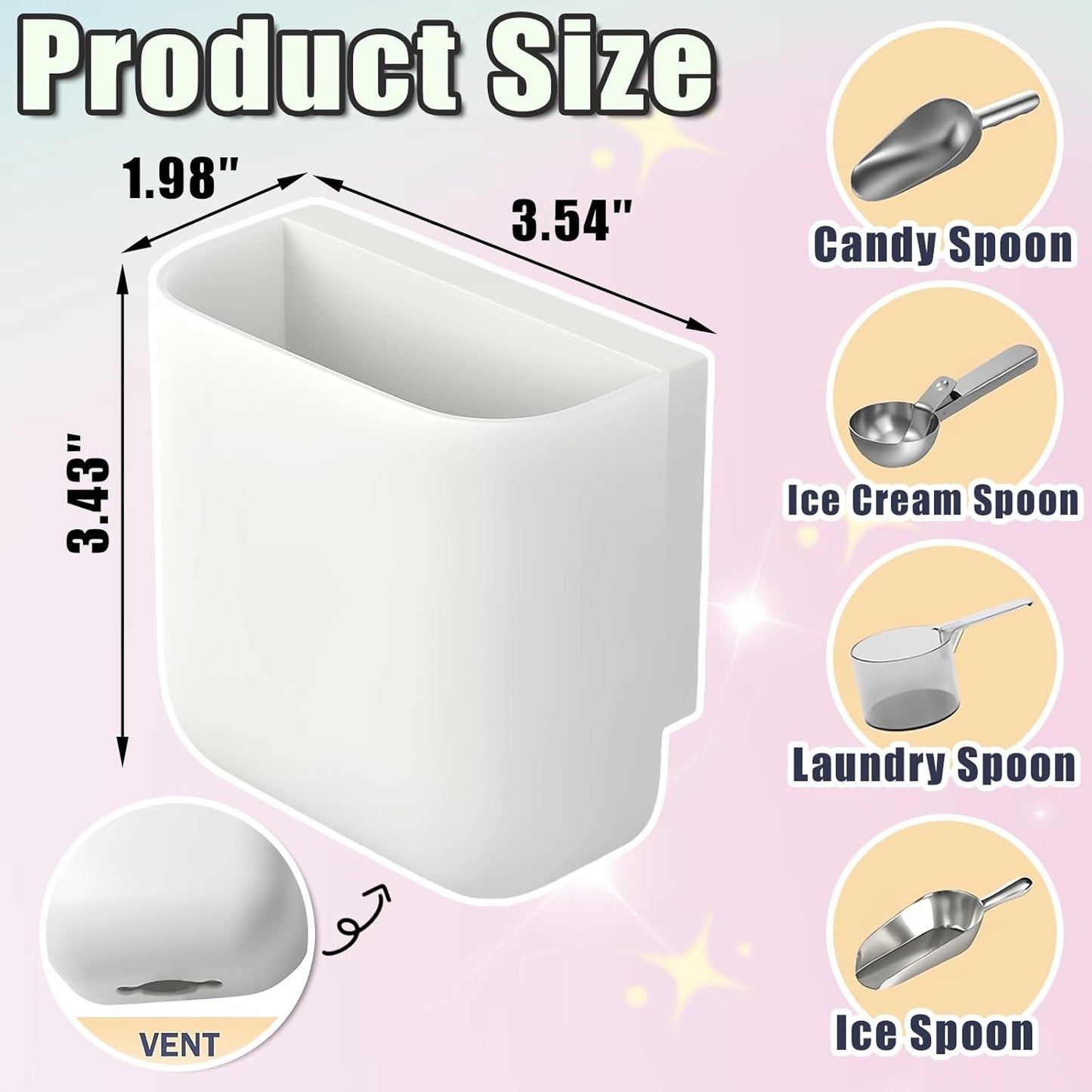 Ice Scoop Holder for Ice Machine Small Self-Adhesive Ice Scoop Holder for Ice Machine and Freezer Wall Mounted Storage Box for IceCream Scoops Keep Ice Scoops Dry and Clean Simple to Install
