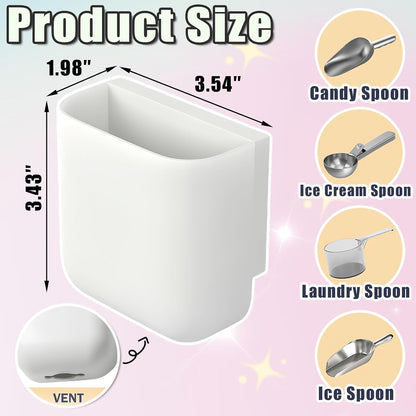 Ice Scoop Holder for Ice Machine Small Self-Adhesive Ice Scoop Holder for Ice Machine and Freezer Wall Mounted Storage Box for IceCream Scoops Keep Ice Scoops Dry and Clean Simple to Install