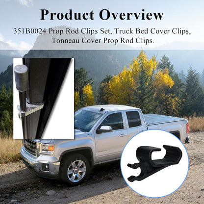 2 pcs 351B0024 Truck Bed Cover Clips, Tonneau Cover Prop Rod Clips, Compatible with RealTruck BAK BAKFlip MX4, Undercover Ultra Flex Hard Folding Truck Bed Tonneau Cover