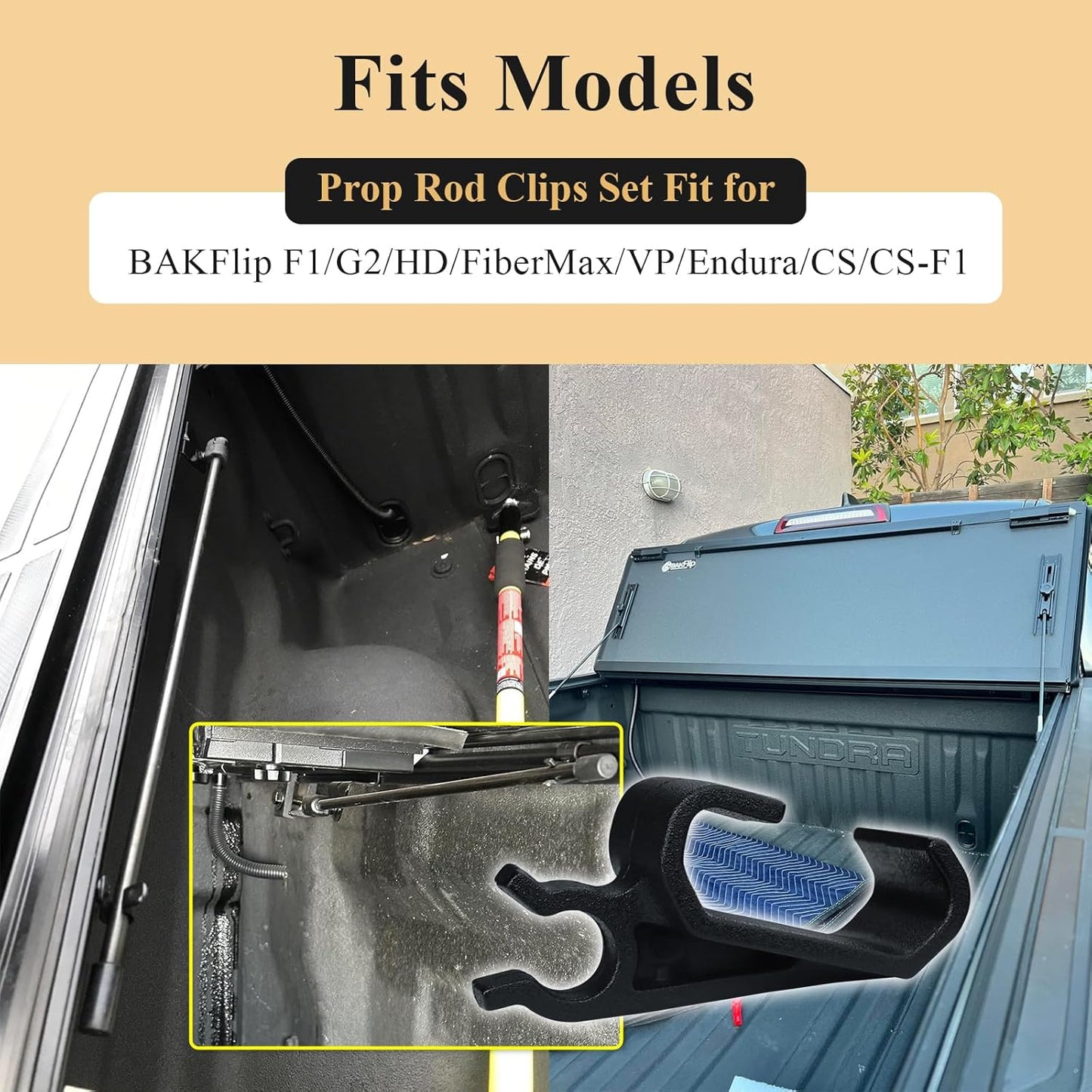 2 pcs 351B0024 Truck Bed Cover Clips, Tonneau Cover Prop Rod Clips, Compatible with RealTruck BAK BAKFlip MX4, Undercover Ultra Flex Hard Folding Truck Bed Tonneau Cover