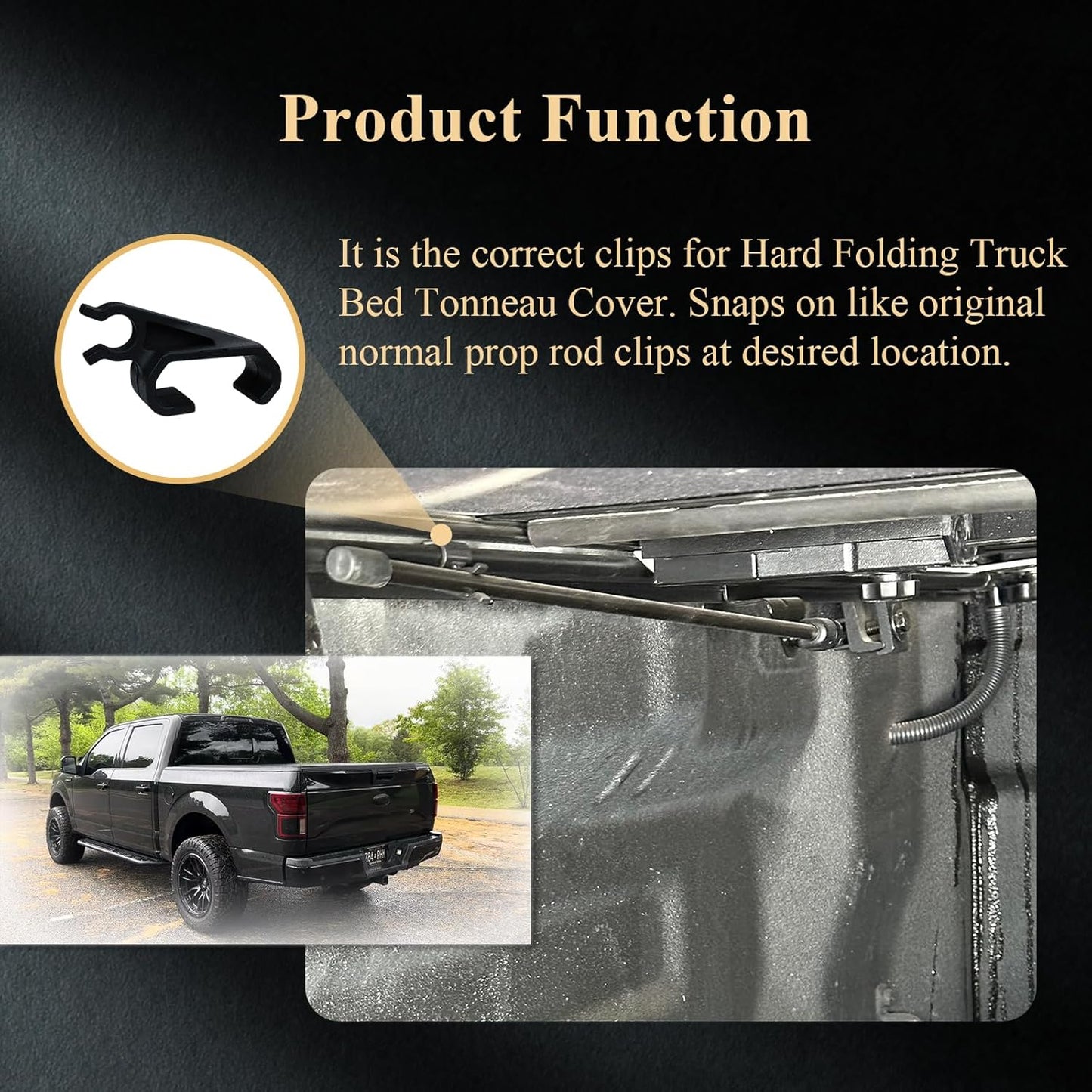 2 pcs 351B0024 Truck Bed Cover Clips, Tonneau Cover Prop Rod Clips, Compatible with RealTruck BAK BAKFlip MX4, Undercover Ultra Flex Hard Folding Truck Bed Tonneau Cover
