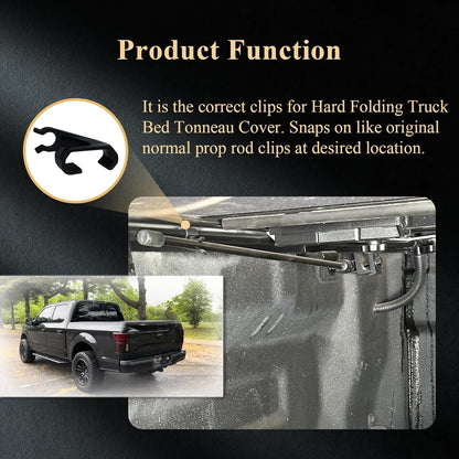 2 pcs 351B0024 Truck Bed Cover Clips, Tonneau Cover Prop Rod Clips, Compatible with RealTruck BAK BAKFlip MX4, Undercover Ultra Flex Hard Folding Truck Bed Tonneau Cover