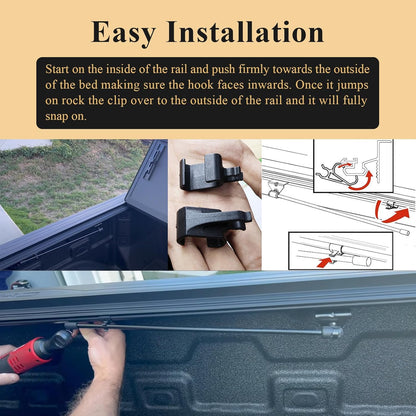 2 pcs 351B0024 Truck Bed Cover Clips, Tonneau Cover Prop Rod Clips, Compatible with RealTruck BAK BAKFlip MX4, Undercover Ultra Flex Hard Folding Truck Bed Tonneau Cover