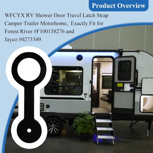 2 Pcs RV Shower Door Latch Strap, Silicone, Black, Fits Most Shower Doors for RV/Camper/Motorhome/Third Wheel, Compatible with Forest River #F100158276 and Jayco #0273349
