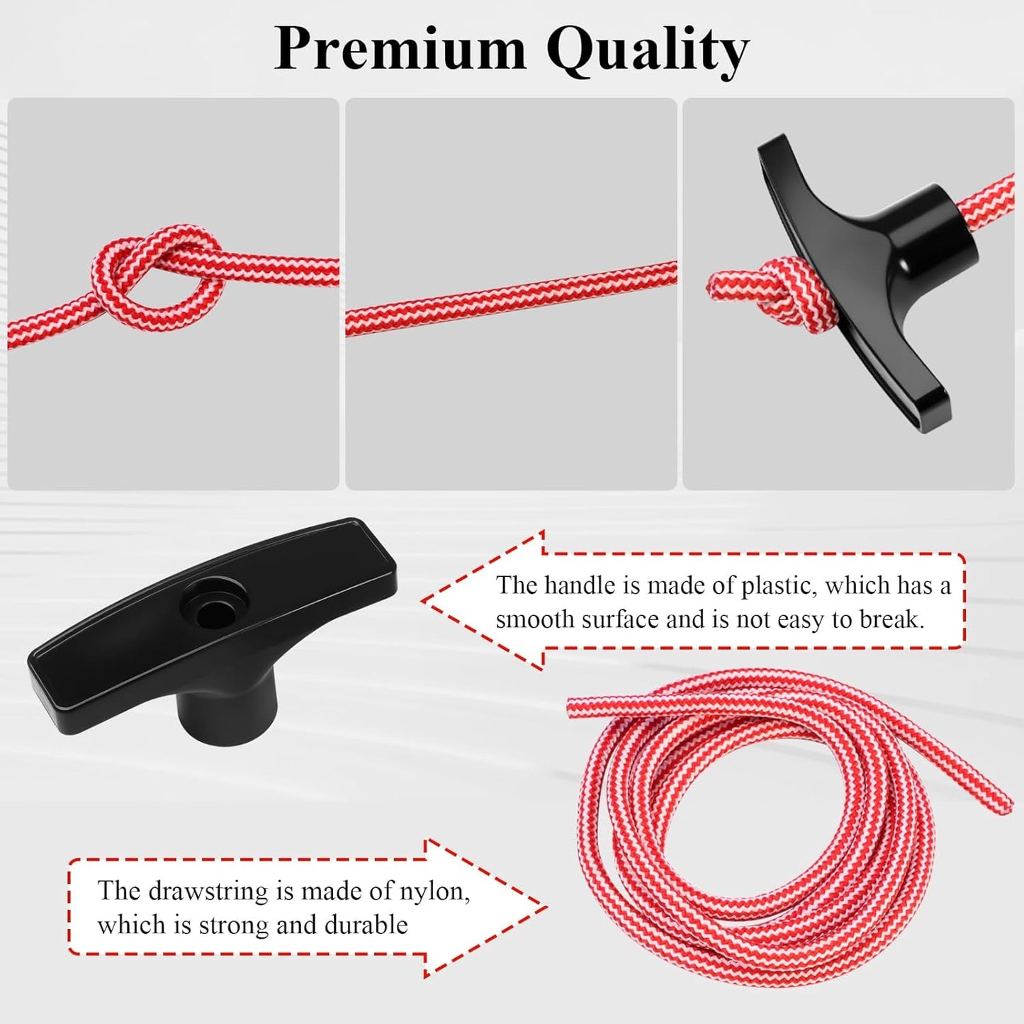 2 Pcs 41A2828 / 041A2828 Rope Handle Kit, Garage Emergency Release Pull Rope Cord Handle Kit, Fit for Chamberlain, Craftsman & LiftMaster Models, Garage Opener, Red White Emergency Pull Rope W/Handle