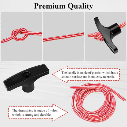 2 Pcs 41A2828 / 041A2828 Rope Handle Kit, Garage Emergency Release Pull Rope Cord Handle Kit, Fit for Chamberlain, Craftsman & LiftMaster Models, Garage Opener, Red White Emergency Pull Rope W/Handle