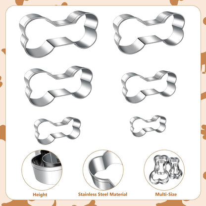 Dog treats Cutters Set 6 Pieces Dog Cookie Cutter sets Different Sizes Mini Small Medium Big Cut Out for Homemade Treats and Baking