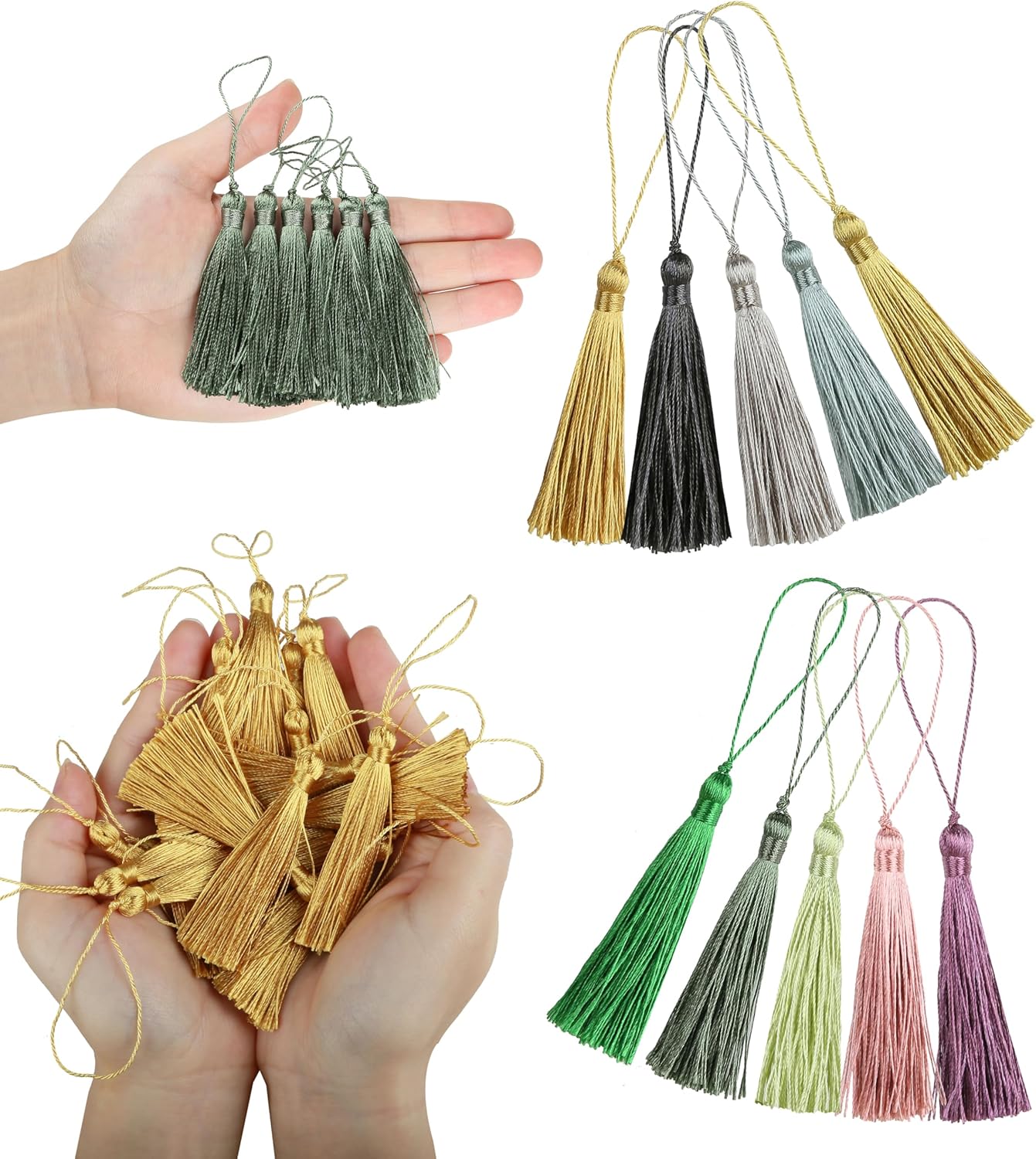 46pcs 5inch Silky Floss Carft Tassel Keychain Tassel with 2.5inch Cord Loop Earring Jewelry Making,Souvenir,DIY Accessory