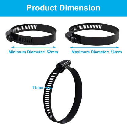 4Pcs 3 Inch Stainless Steel Adjustable 52-76mm Size Range Worm Gear Hose Clamp, Fuel Line Hose Pipe Clamp for Plumbing, Automotive and Mechanical Application
