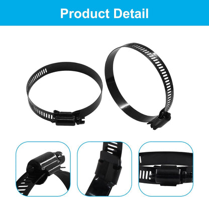 4Pcs 3 Inch Stainless Steel Adjustable 52-76mm Size Range Worm Gear Hose Clamp, Fuel Line Hose Pipe Clamp for Plumbing, Automotive and Mechanical Application