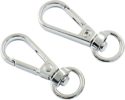 4 Pcs Swivel Snap Hooks with Key Rings, Double Opening Metal Swivel Clasps Lanyard Snap Hooks Lobster Claw Clasps Keychain Hooks for Key Jewelry DIY Crafts, Silver