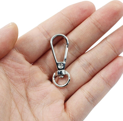 4 Pcs Swivel Snap Hooks with Key Rings, Double Opening Metal Swivel Clasps Lanyard Snap Hooks Lobster Claw Clasps Keychain Hooks for Key Jewelry DIY Crafts, Silver