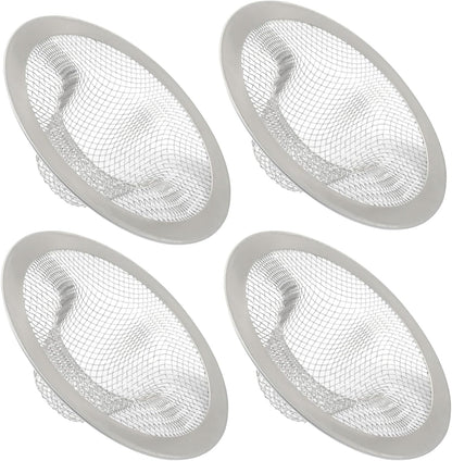 4 Pack Heavy Duty Stainless Steel Kitchen Sink Strainer, 2.75" Top / 1" Mesh Slop Basket Filter Trap, Utility Drain Hole for Kitchen Sink/Bathroom Bathtub Wash basin Floor drain Balcony