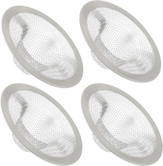4 Pack Heavy Duty Stainless Steel Kitchen Sink Strainer, 2.75" Top / 1" Mesh Slop Basket Filter Trap, Utility Drain Hole for Kitchen Sink/Bathroom Bathtub Wash basin Floor drain Balcony
