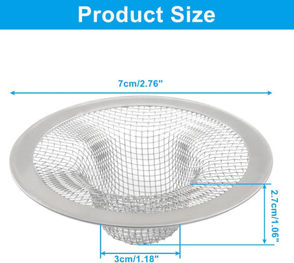 4 Pack Heavy Duty Stainless Steel Kitchen Sink Strainer, 2.75" Top / 1" Mesh Slop Basket Filter Trap, Utility Drain Hole for Kitchen Sink/Bathroom Bathtub Wash basin Floor drain Balcony