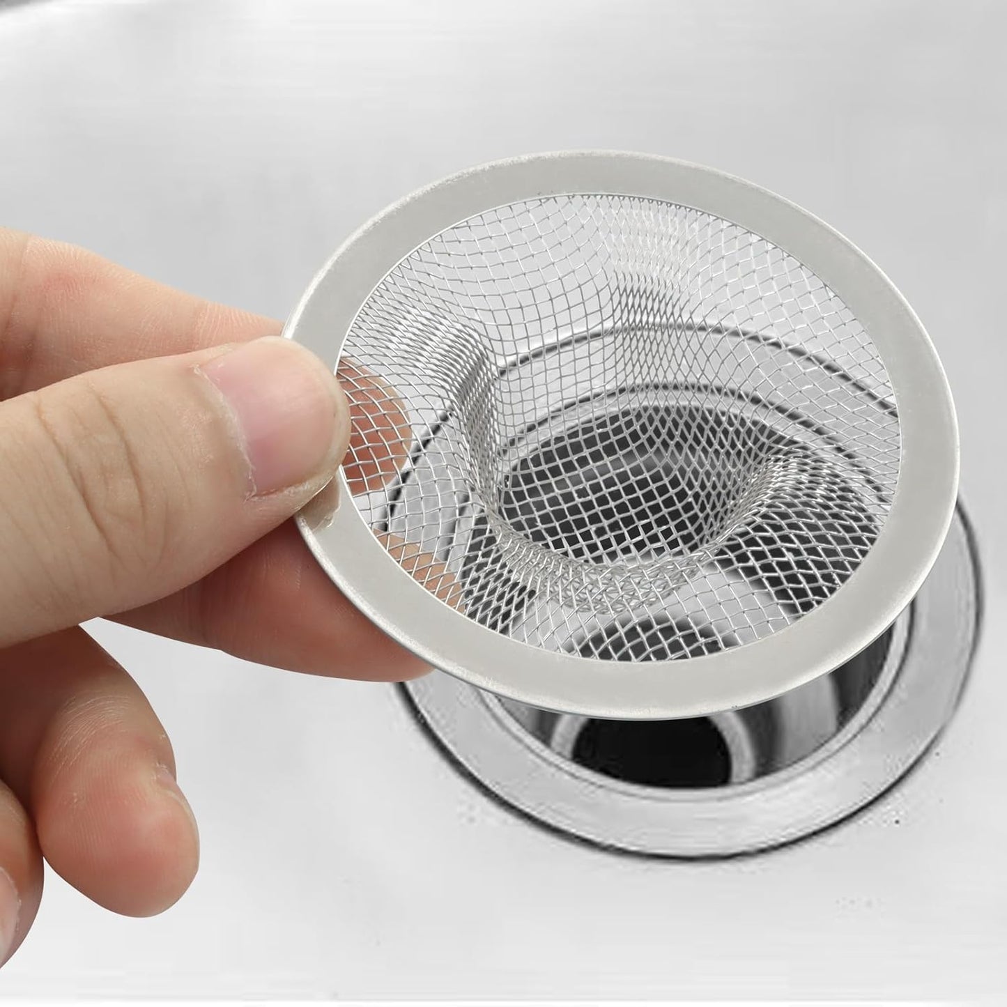 4 Pack Heavy Duty Stainless Steel Kitchen Sink Strainer, 2.75" Top / 1" Mesh Slop Basket Filter Trap, Utility Drain Hole for Kitchen Sink/Bathroom Bathtub Wash basin Floor drain Balcony
