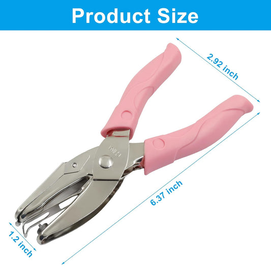 1/16 Inch Small Mini Tiny Shaped Circle Handheld Hole Paper Punch Puncher, Small Circle Metal Punch with Pink Soft Handheld Grip for Tags Clothing Ticket(1 Pack)