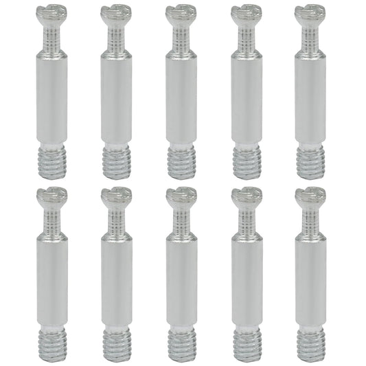 10 Pack 35mm Furniture Connecting Fittings, Thread Bolts Metal Dowels Connecters, Screws Fasteners for Cabinet Drawer/Wardrobe Furniture(Silver)
