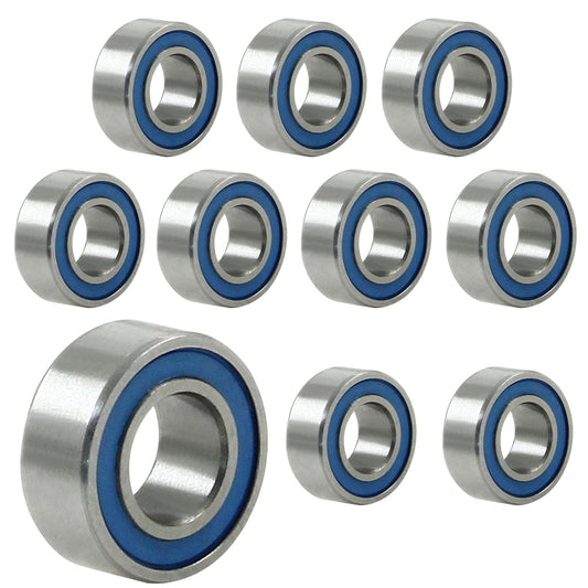 10 Pack MR105-2RS Ball Bearings, Bearing Steel and Double Rubber Sealed Miniature Deep Groove Ball Bearings, ID 4mm OD 9mm