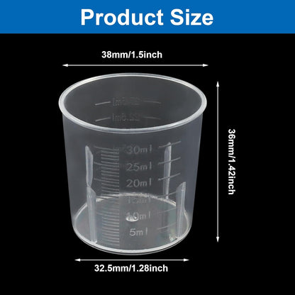 12 Pack 30ml/1.02oz Plastic Measuring Cups, Transparent Kitchen Cups Graduated Medicine Cups, Mini Clear Beakers for Baking Cooking Home Lab