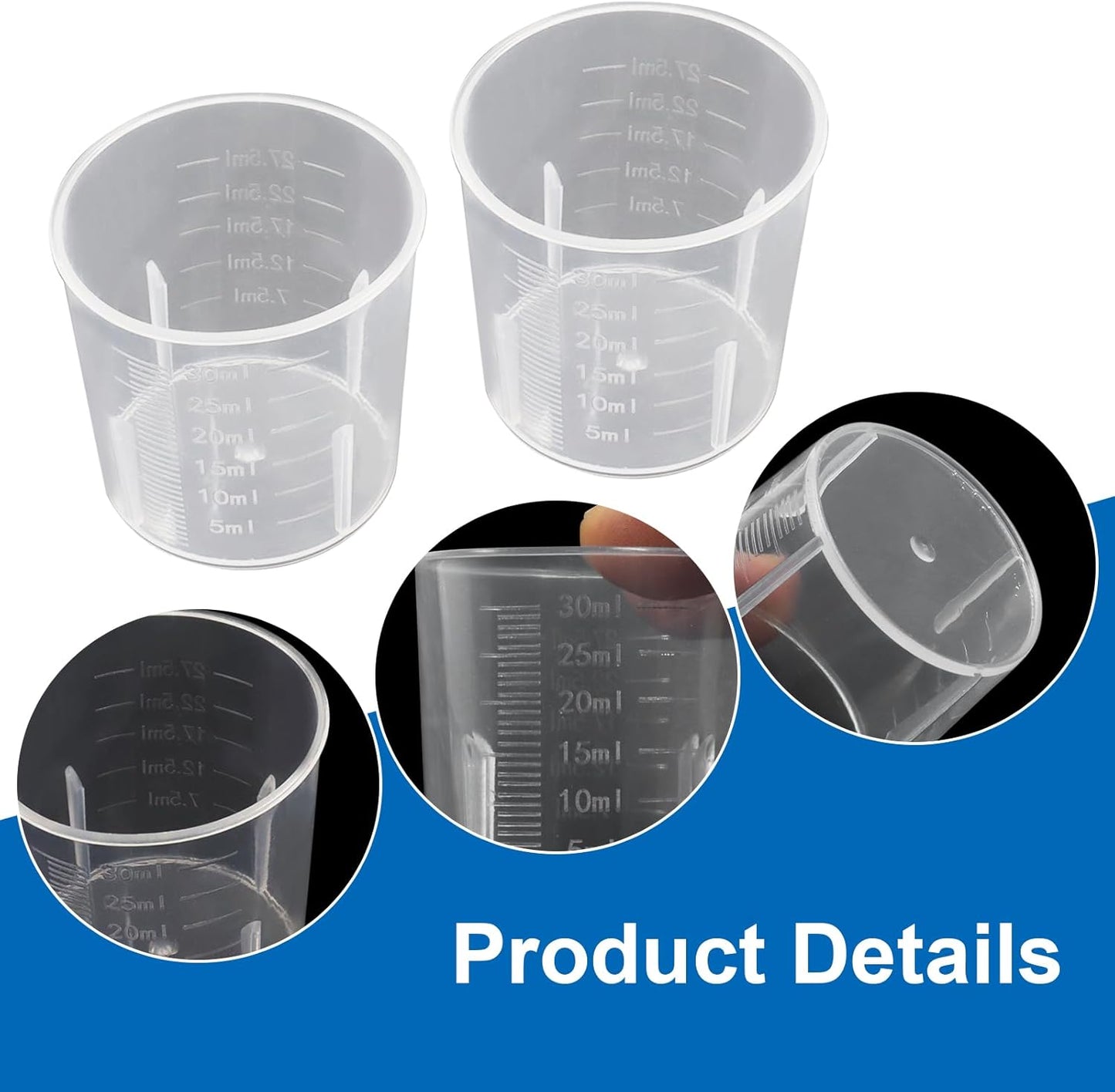 12 Pack 30ml/1.02oz Plastic Measuring Cups, Transparent Kitchen Cups Graduated Medicine Cups, Mini Clear Beakers for Baking Cooking Home Lab