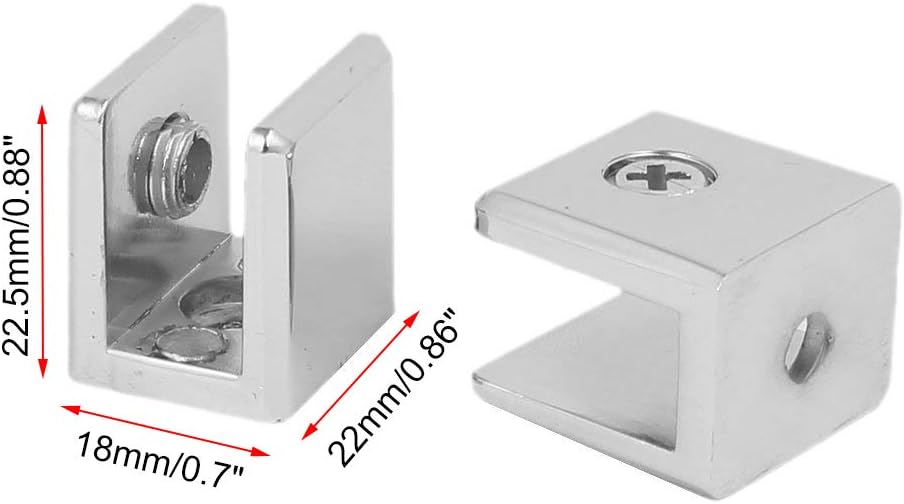 Glass Clamps Wall Mounted Adjustable Zinc Alloy Glass Shelf Clip Clamp Bracket Support - Pack of 8