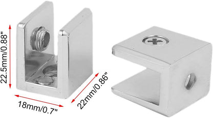 Glass Clamps Wall Mounted Adjustable Zinc Alloy Glass Shelf Clip Clamp Bracket Support - Pack of 8