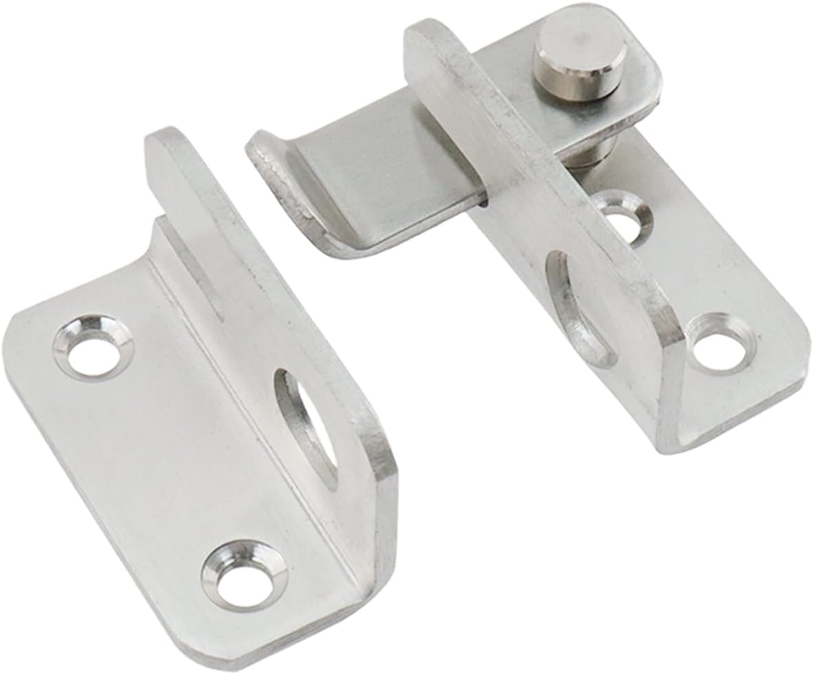 Door Lock Latch Sliding Door Lock Stainless Steel Gate Latches with Padlock Hole Flip Door Latch for Cabinet, Bathroom, Window, Garage Barn Door, Right Open -2pcs