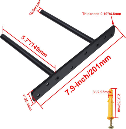 6-inch Floating Shelf Brackets Heavy Duty Hidden Brackets Black Blind Shelf Support for Floating Wood Shelves