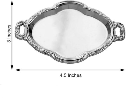 Efavormart 12 Pack - 4.5" Silver Oval Mini Candy Display Tray Favors - Baroque Design for Wedding, Bridal Shower, Baby shower, Birthday, Candy Jars Decorations