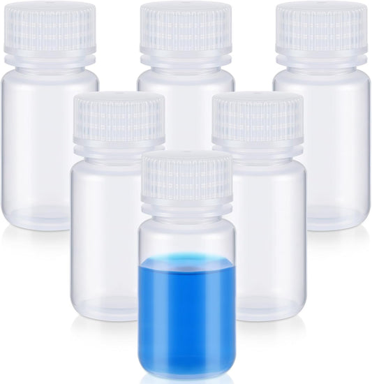 6 Pcs 2 oz 60ml Polypropylene Reagent Bottle Plastic Sample Bottles with Screw Caps Transparent PP Sample Containers with Lid for Liquids, Laboratory, Storage at Home (Clear)