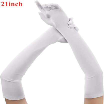 1920s Long Evening Satin Elbow Gloves Opera Gloves Stretch Bridal Wedding Prom Party Costume Accessories for Women