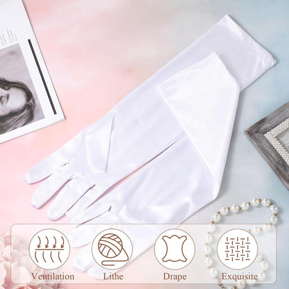 1920s Long Evening Satin Elbow Gloves Opera Gloves Stretch Bridal Wedding Prom Party Costume Accessories for Women