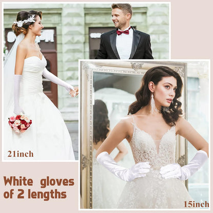 1920s Long Evening Satin Elbow Gloves Opera Gloves Stretch Bridal Wedding Prom Party Costume Accessories for Women