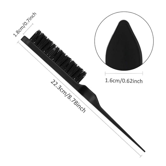 3 Pieces Hair Styling Comb Set for Women's Back Combing - Teasing/Fluffy Brush, Rat Tail Comb, and Triple Combing Comb (Black)