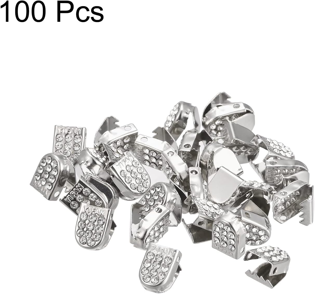 Shoelace End Clips 10x7mm Stainless Steel No Tie Shoe Lace Tips Head Bling Type, Silver Tone 30 Pcs