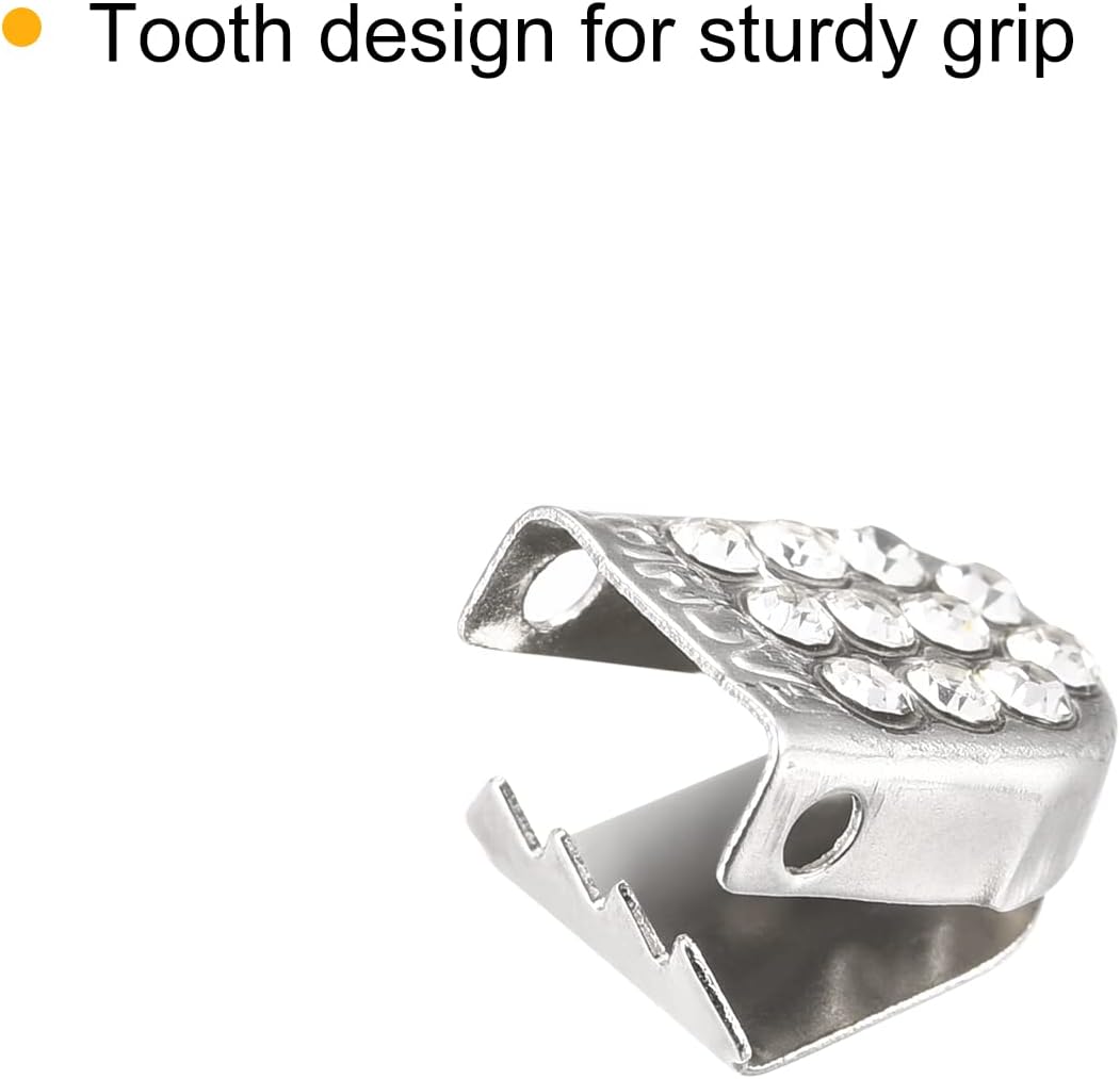 Shoelace End Clips 10x7mm Stainless Steel No Tie Shoe Lace Tips Head Bling Type, Silver Tone 30 Pcs