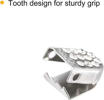 Shoelace End Clips 10x7mm Stainless Steel No Tie Shoe Lace Tips Head Bling Type, Silver Tone 30 Pcs