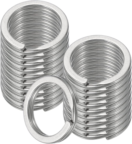 20pcs Split Keychain Rings, 15mm Round Flat Keyrings Stainless Steel Open Key Chain Ring Dog Tag Rings for DIY Keychain Craft Lanyard, 1.5mm Thick, Silver