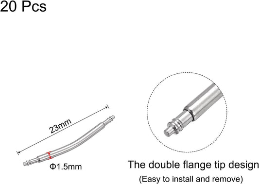 20mm Curved Spring Bar Pins 1.5mm Dia Stainless Steel Double Flanged End Watch Band Link Pin 20pcs