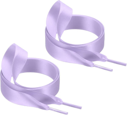 35" 39" 47" 55" Satin Ribbon Shoelaces Wide Silk Flat Shoe Laces Shoestring Silky Sneakers Shoelaces