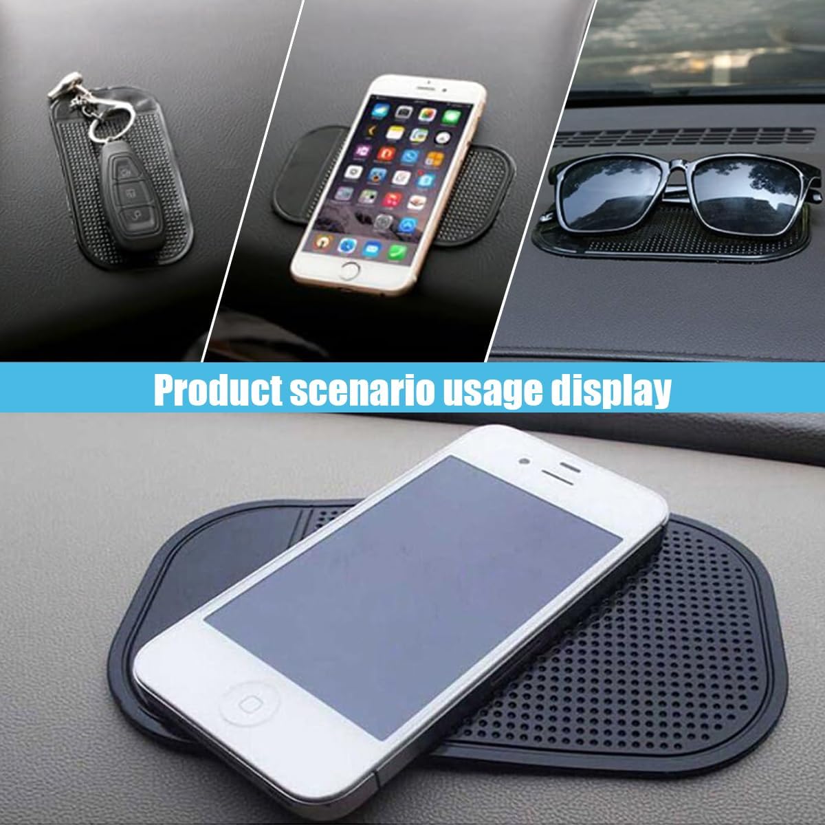 5PCS Car Dashboard Non-Slip Mat, Anti-Slide Sticky Multifunctional Pads for Auto Dashboard, Cell Phone Bracket Mat, Fit for Cell Phones, Keys, Sunglasses, GPS, Coins, Mirrors