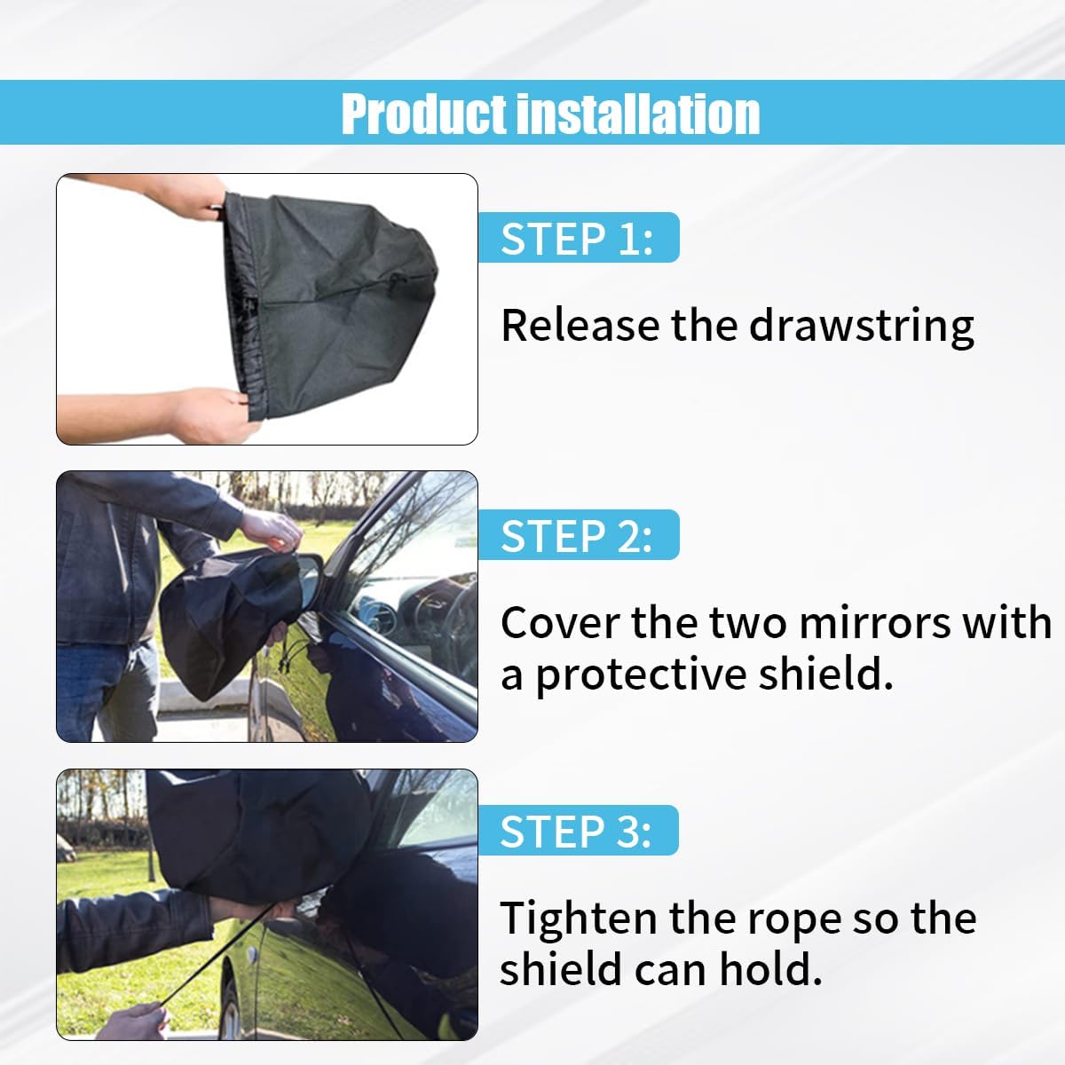 4PCS Car Side Mirror Covers - Waterproof Snow Mirror Cover Protects from Ice Snow Frost Dew Rain Bird Poop - Silver Coated Rearview Protection Cover Winter Snowproof Accessories for Cars Trucks SUVs
