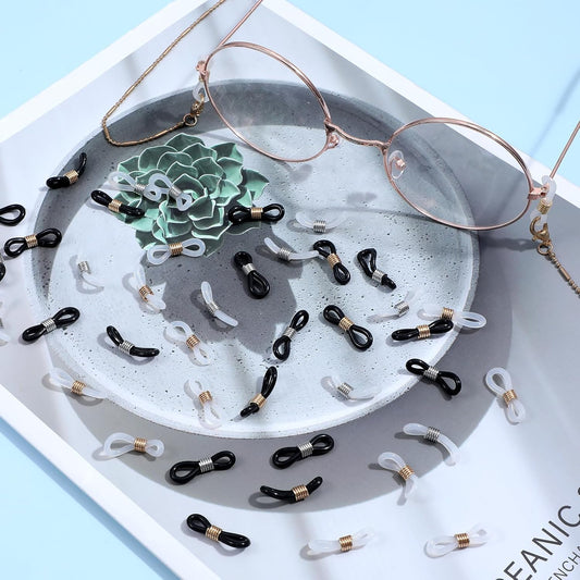 Eyeglass Chain Ends, 40 Pcs Adjustable Silicone Eyeglasses Chain Connector Anti Slip Glasses Chains Rubber Loops Eyeglass Strap Retainer for Eye Glasses Sunglasses Holder Necklace Chains
